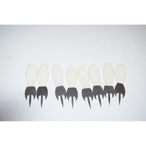 Vtg SS Corn on the Cob Holder fork set rubber end metal Estate find 8 pc 4 pair - Picture 4 of 4